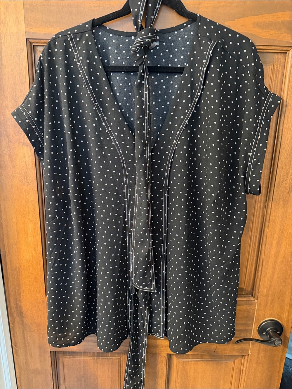 1. State Black with White Polka Dot Blouse